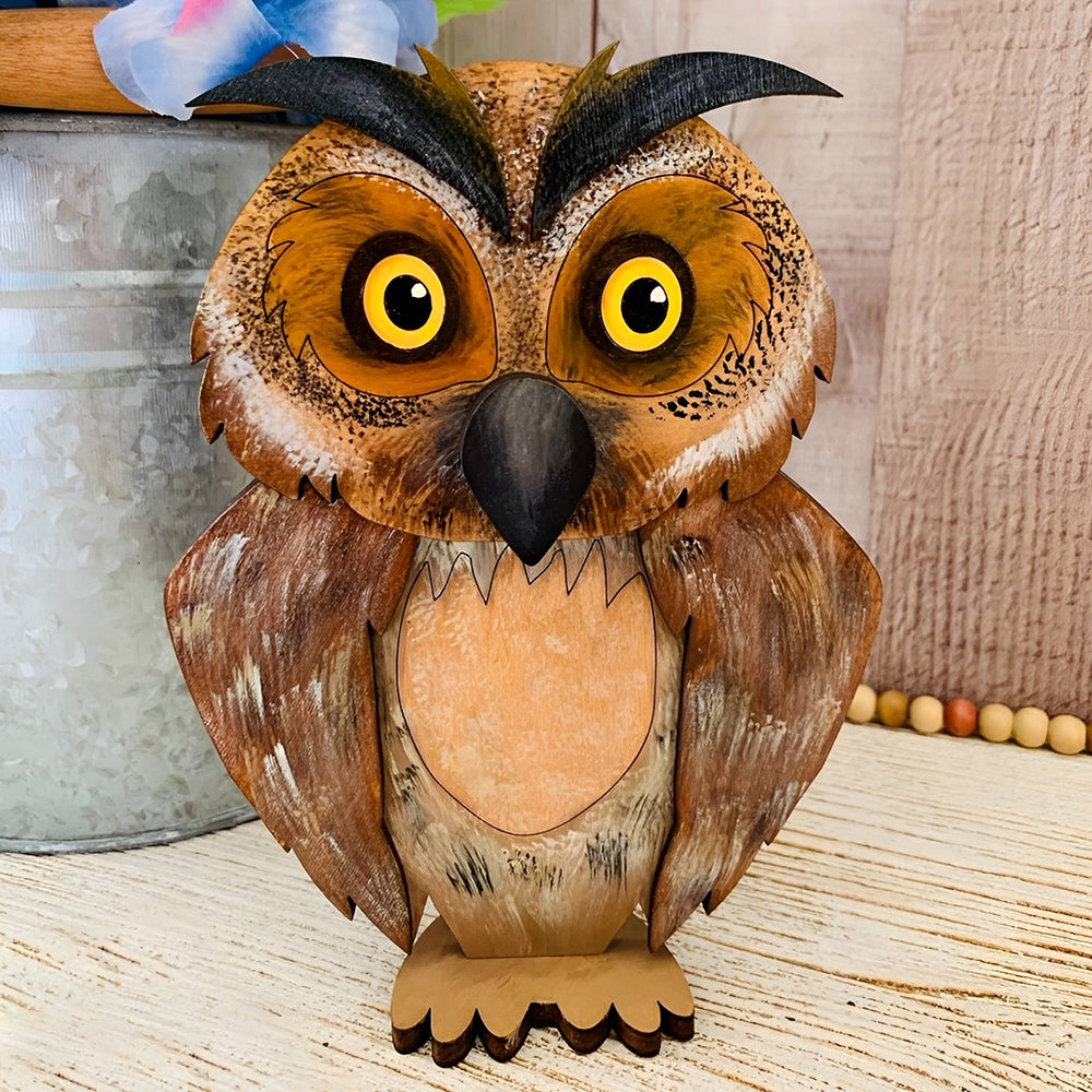 Wooden Cartoon Brown Owl Eyeglass Holder