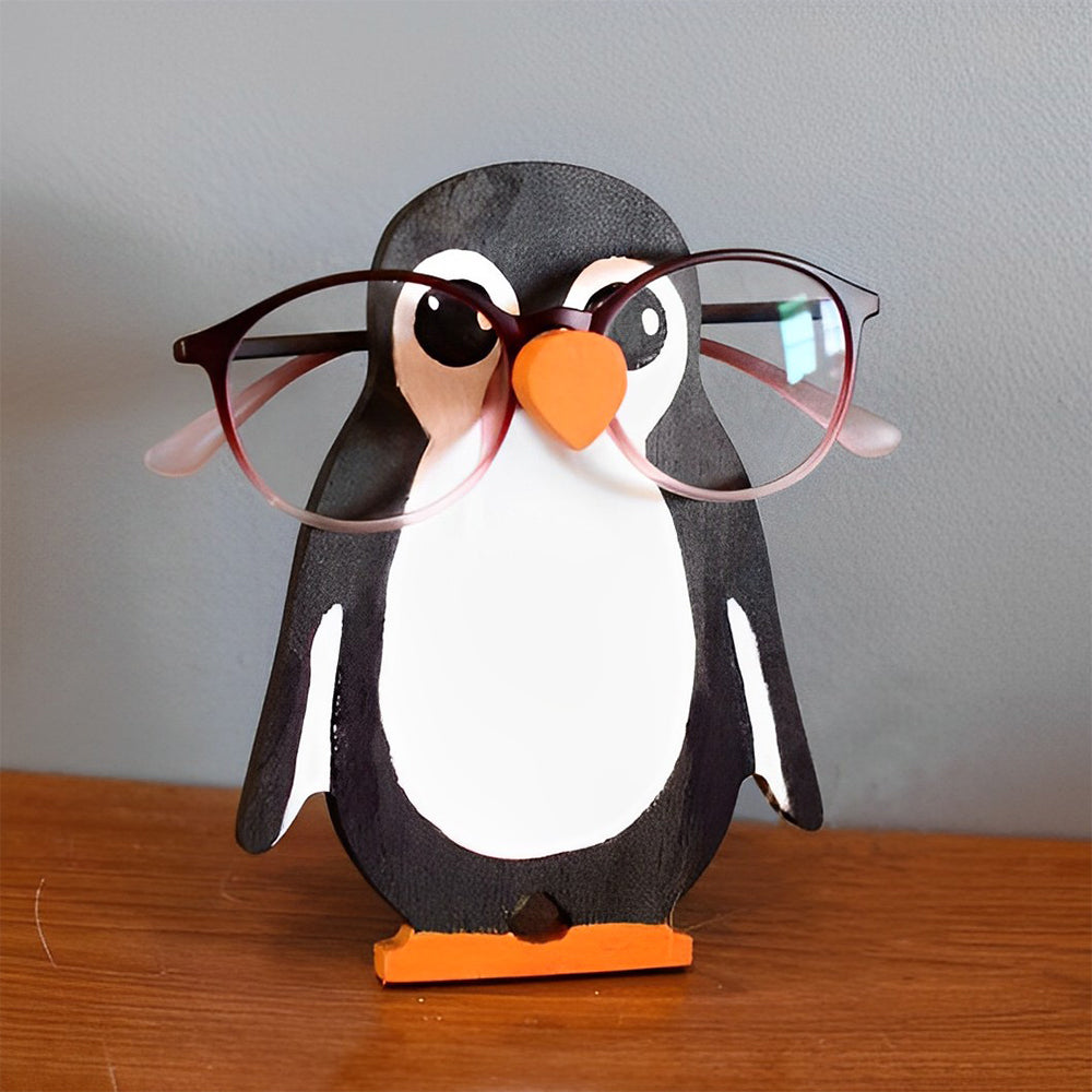 Wooden Cartoon Penguin Eyeglass Holder