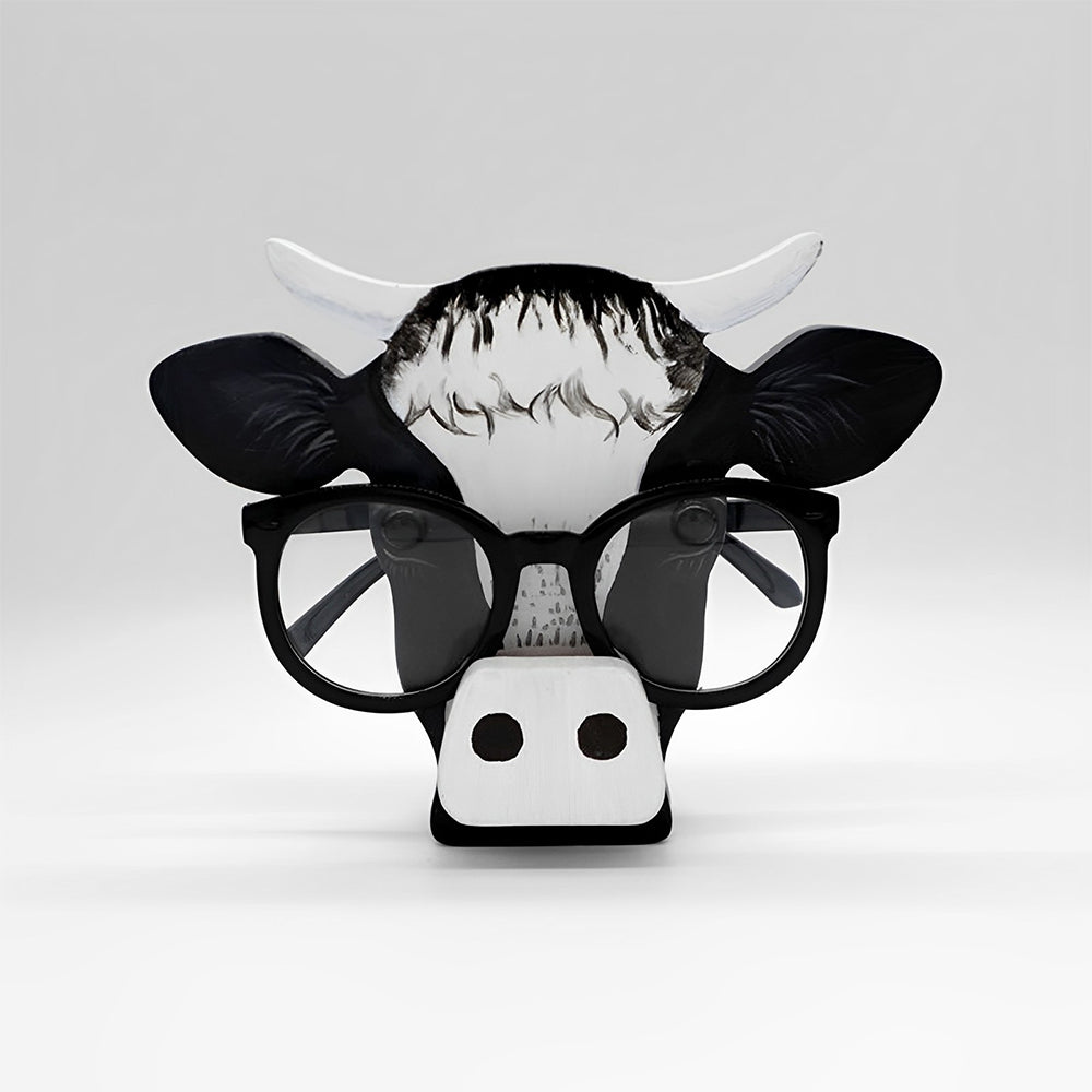 Wooden Cartoon Cow Eyeglass Holder