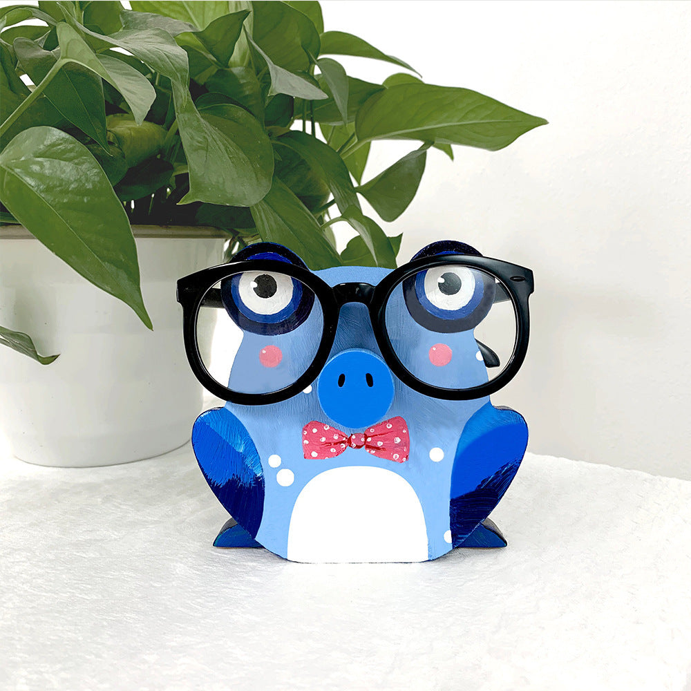 Wooden Cartoon Gentleman Frog Eyeglass Holder