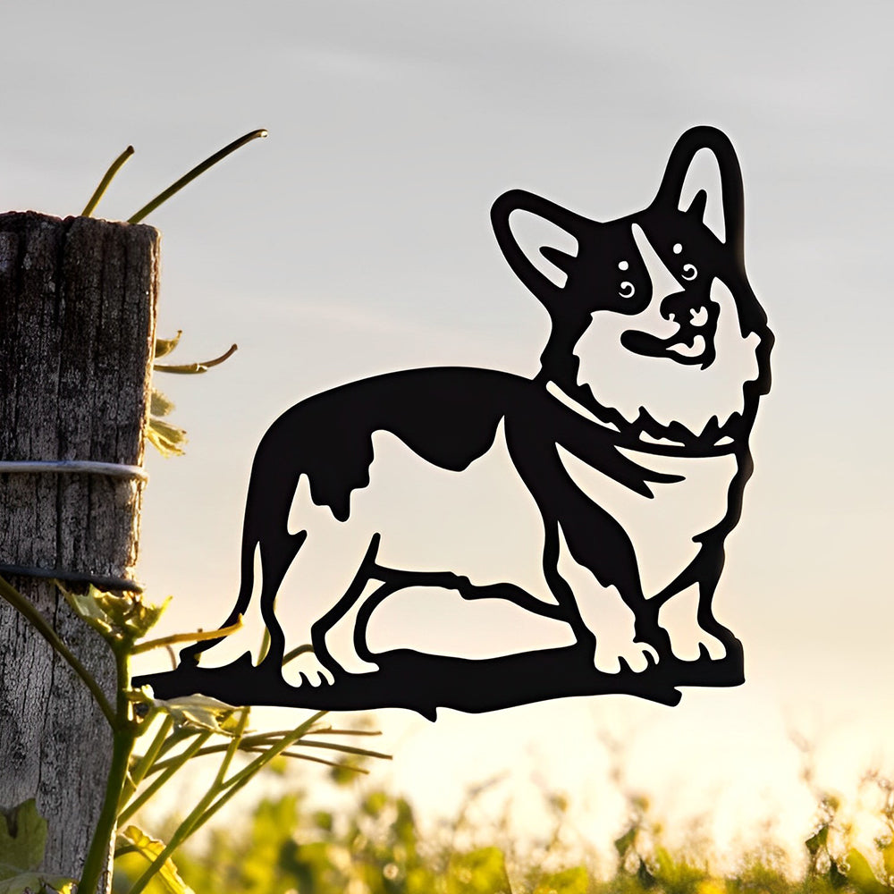 Corgi Dog Farm Outdoor Metal Garden Art