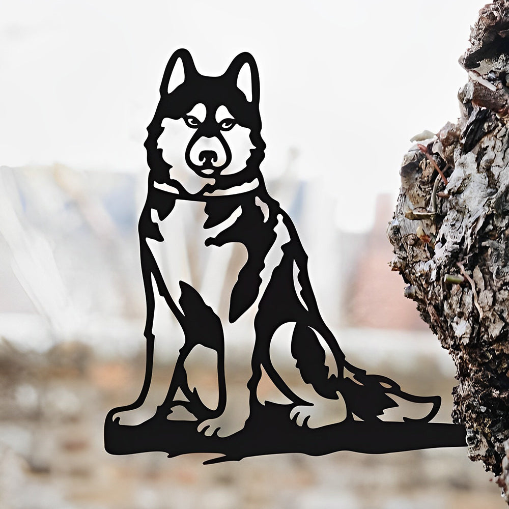 Husky Dog Farm Outdoor Metal Garden Art